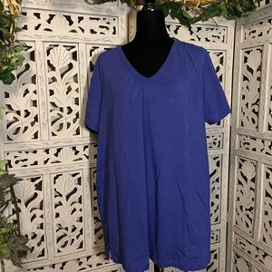 WOMAN WITHIN CASUAL COMFY 100% COTTON PURPLE VNECK SHORT SLEEVE TSHIRT TOP